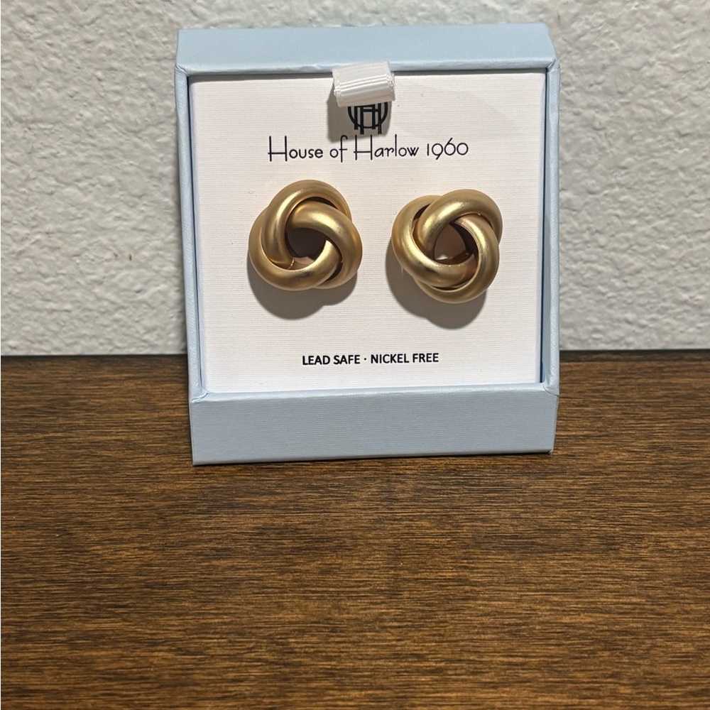 House of Harlow 1960 Knot Gold Tone Earrings